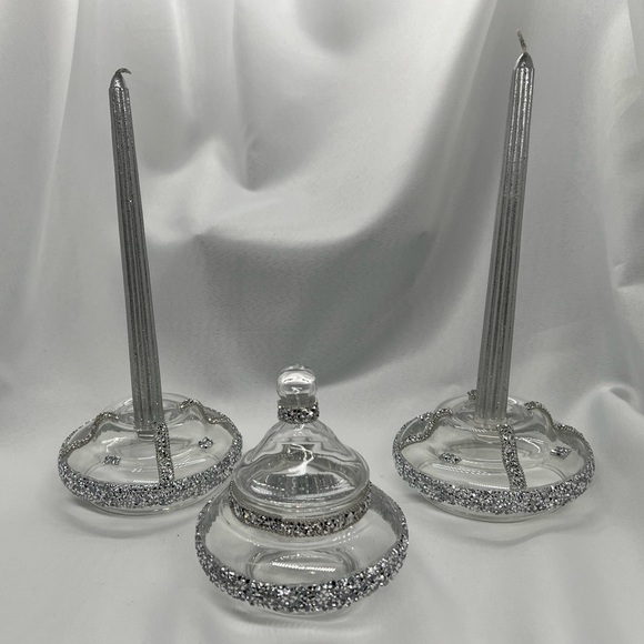 Other - Three piece clear hurricane candleholder set